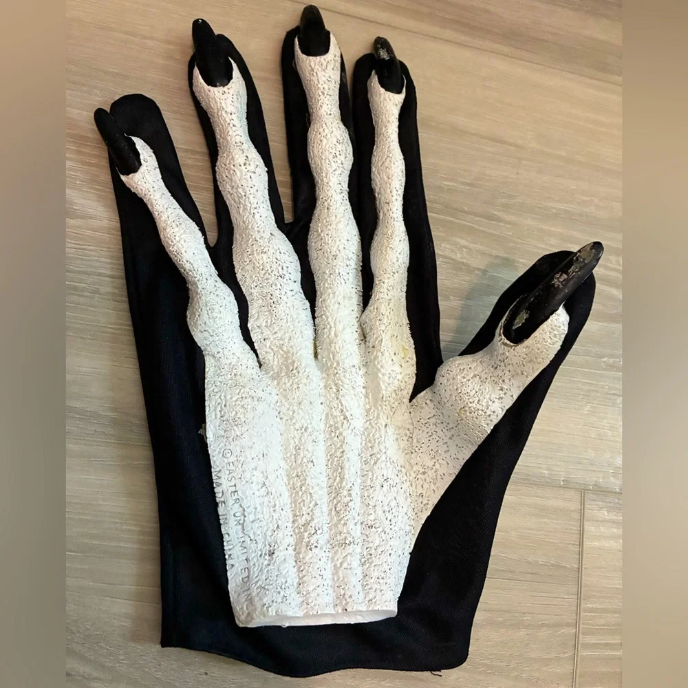Halloween Skeleton Hand Gloves Bones Spooky Scary Costume Nails Onesize Unisex